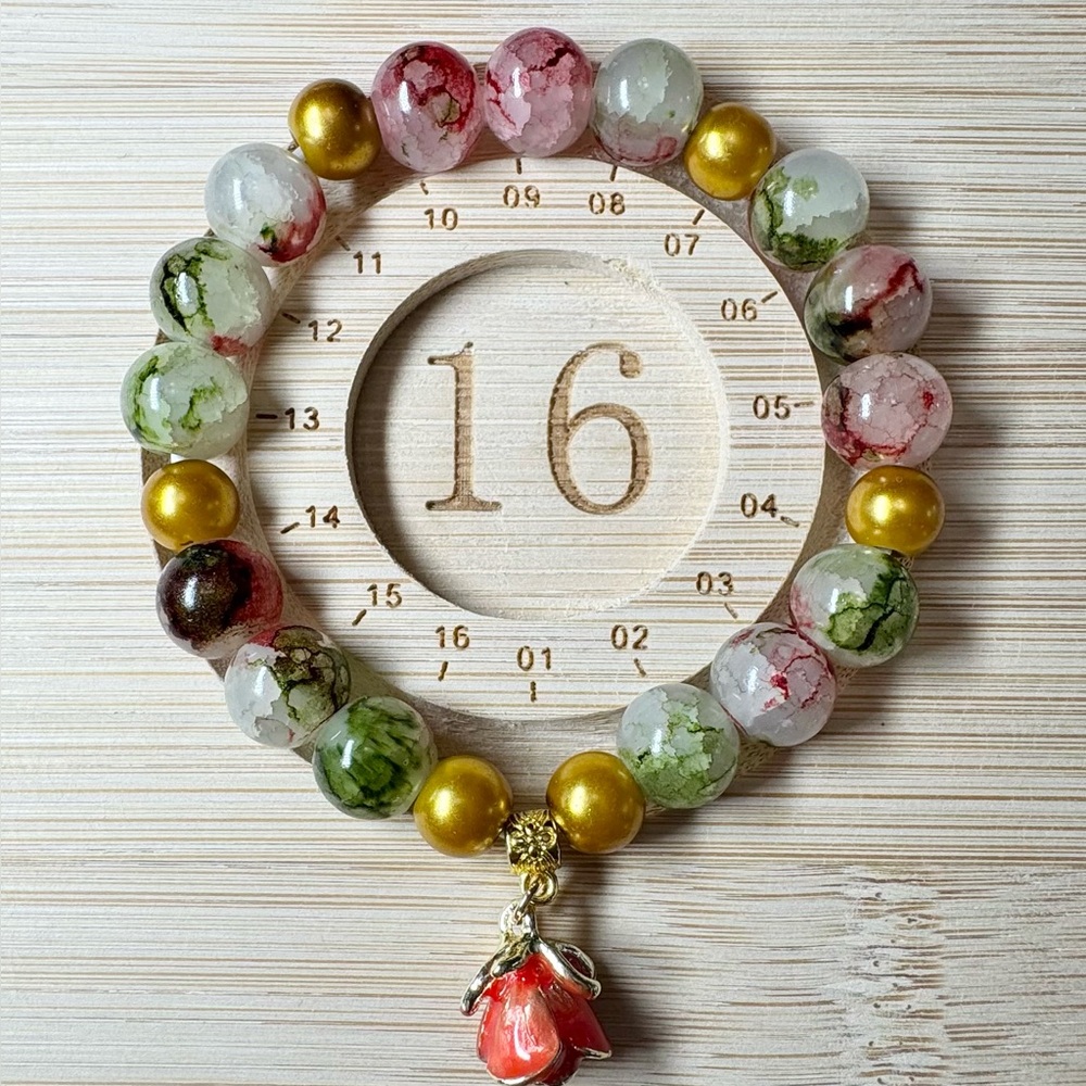 Elegant Gold and Green Beaded Bracelet